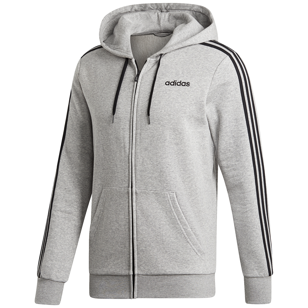 Adidas Men's Essentials 3-Stripe Fleece Hoodie - Black, S