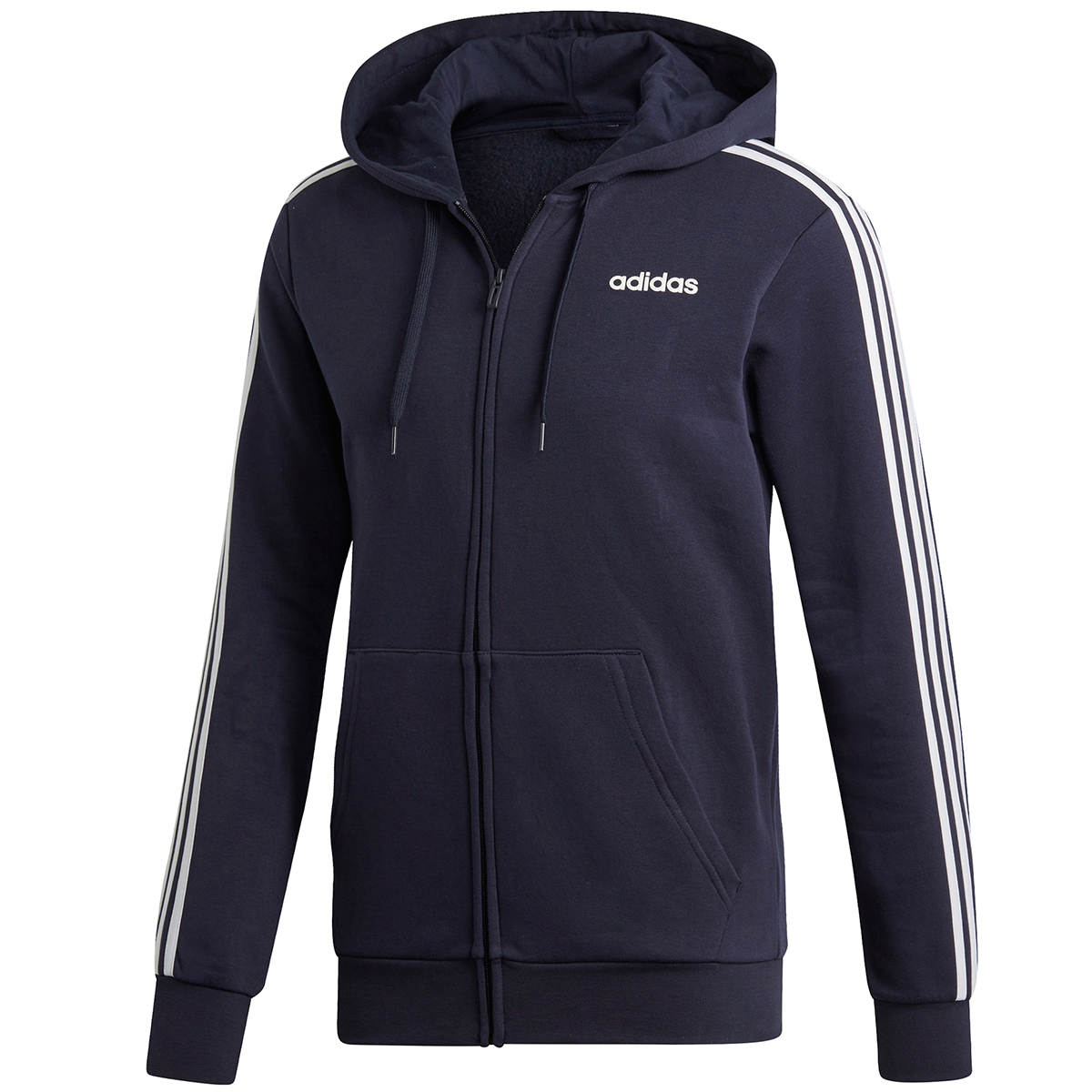 Adidas Men's Essentials 3-Stripe Fleece Hoodie - Blue, M