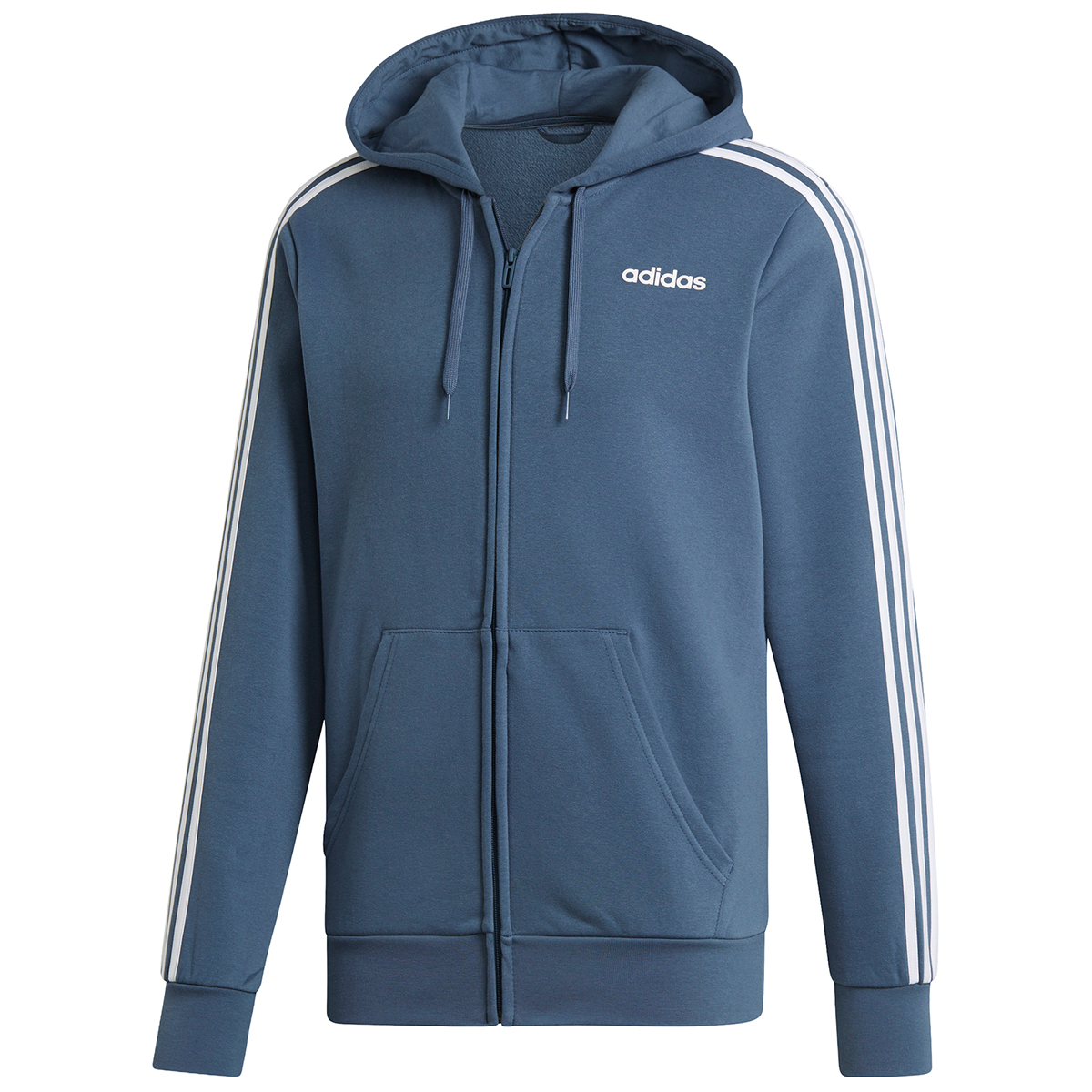 Adidas Men's Essentials 3-Stripe Fleece Hoodie - Blue, M