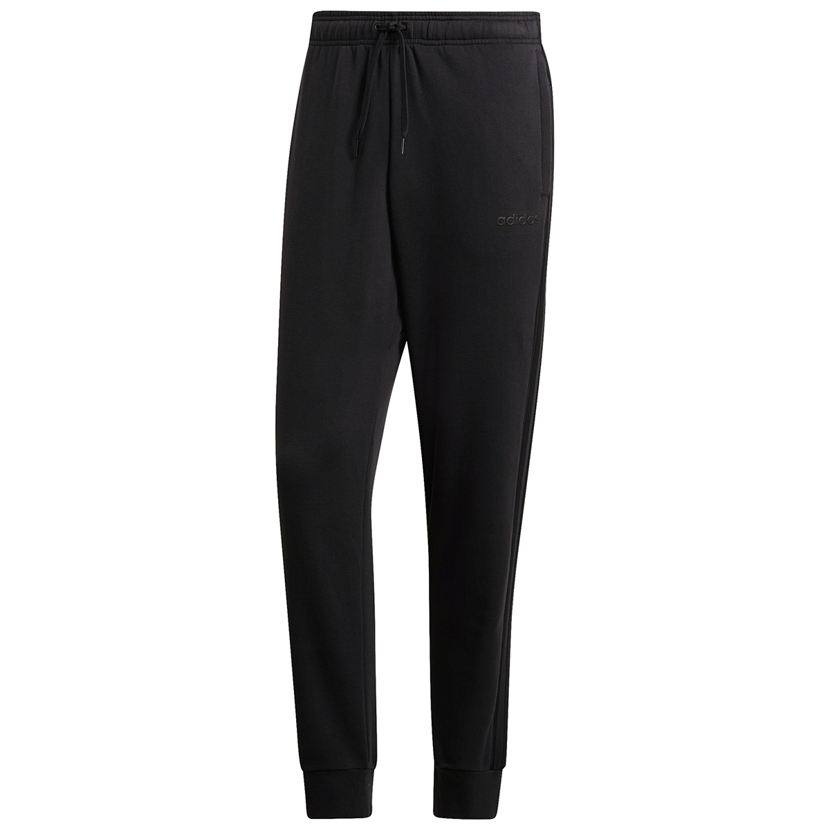 Adidas Men's Essentials 3 Stripe Fleece Joggers Black/Black M | eBay