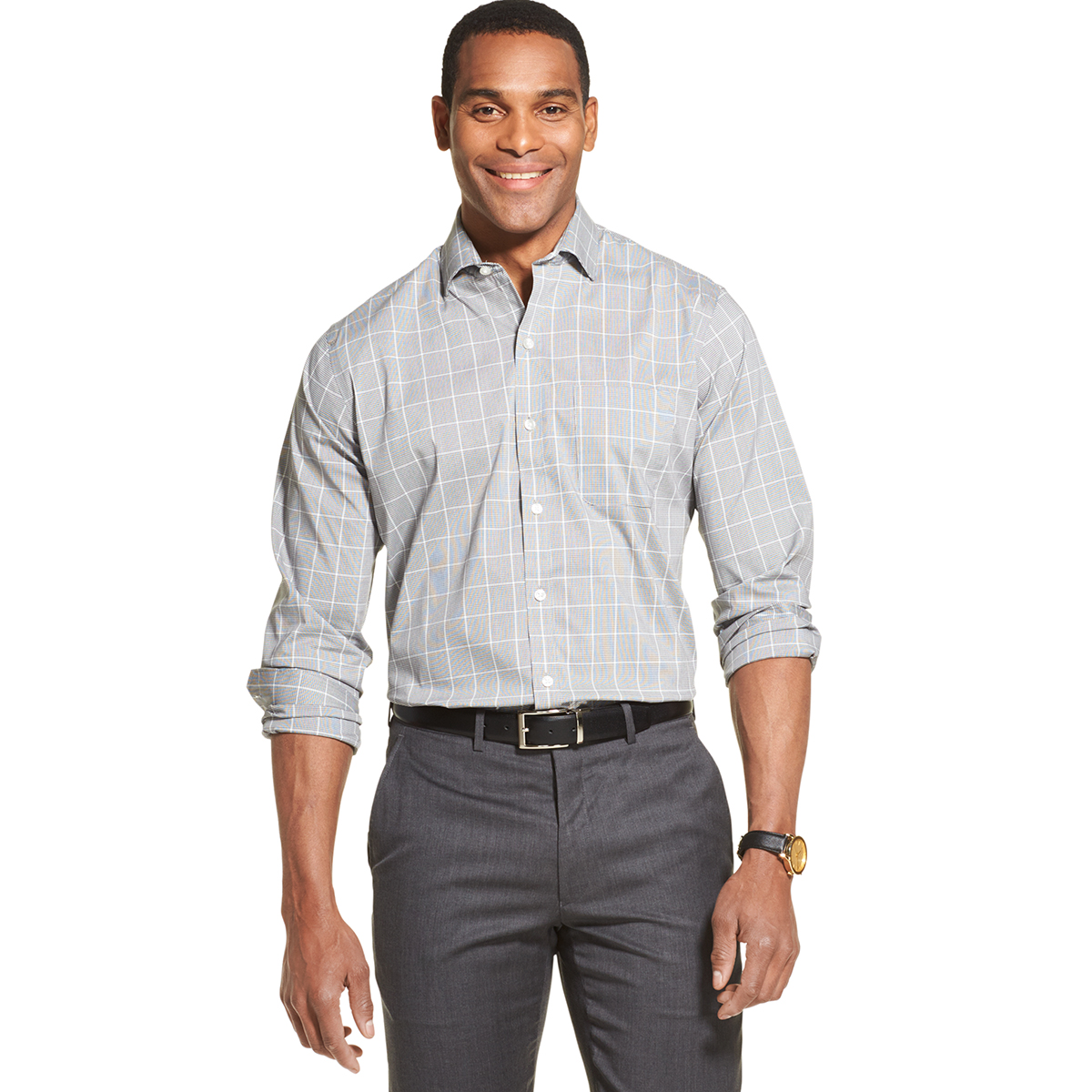 Van Heusen Men's Long-Sleeve Stretch Traveler Shirt - Various Patterns, M