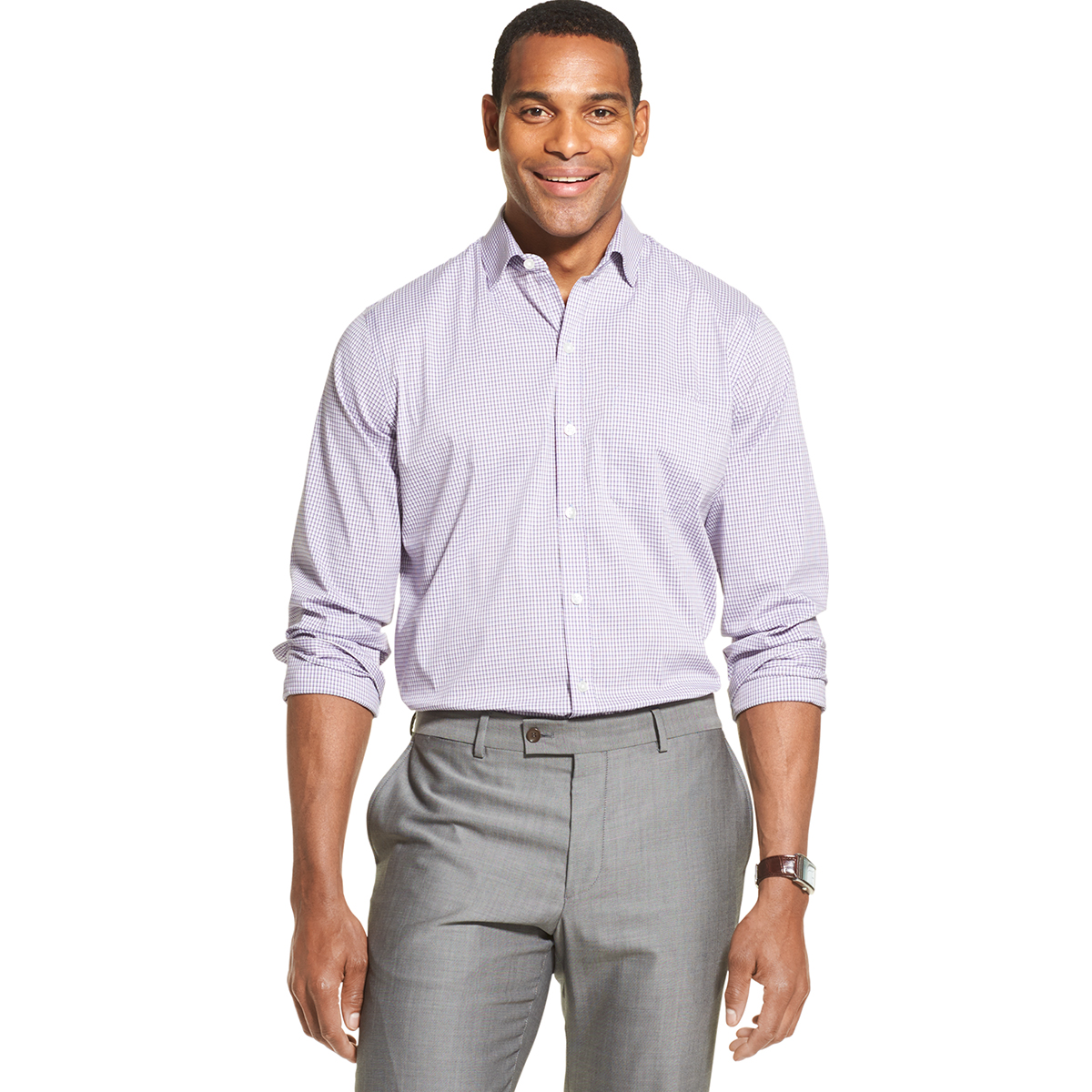 Van Heusen Men's Traveler Stretch Stain Shield Shirt - Purple, XL