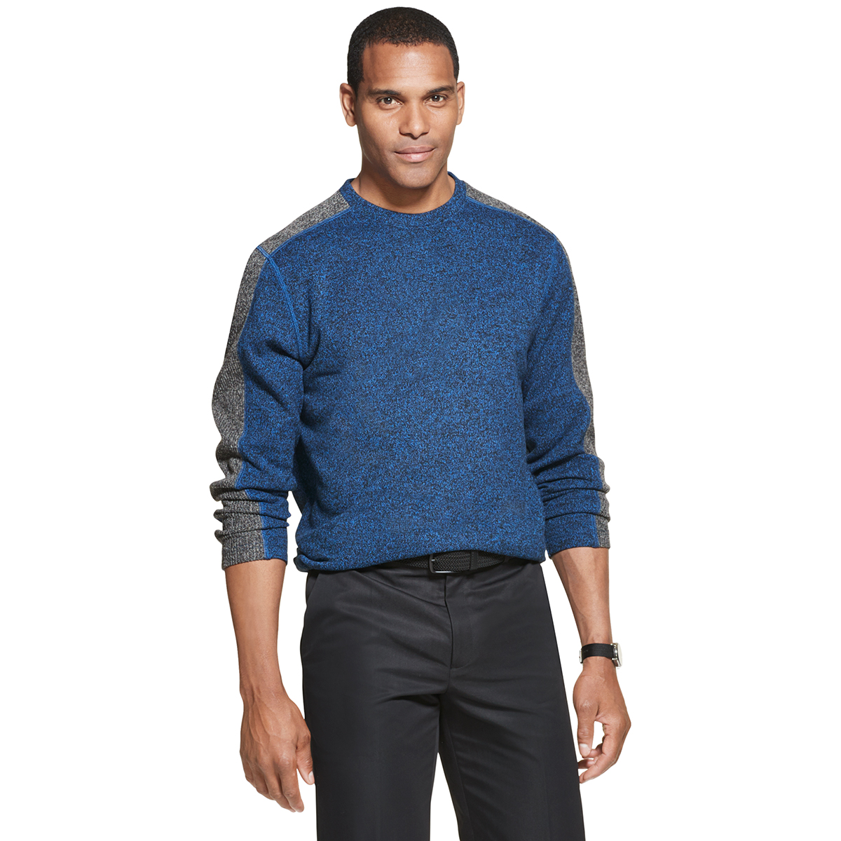 Van Heusen Men's Flex Crewneck Fleece Sweater - Blue, XL