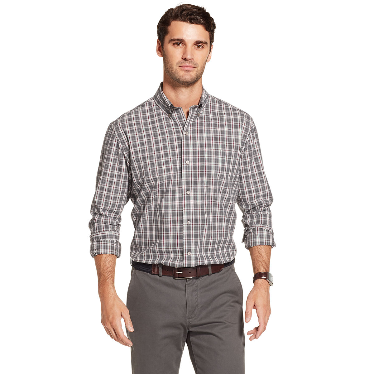 Arrow Men's Hamilton Wrinkle-Free Long-Sleeve Shirt - Various Patterns, M