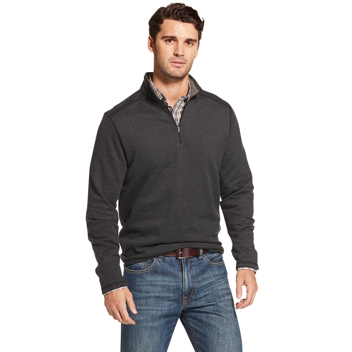 Arrow Men's Long-Sleeve Sueded Fleece 1/4 Zip - Black, M