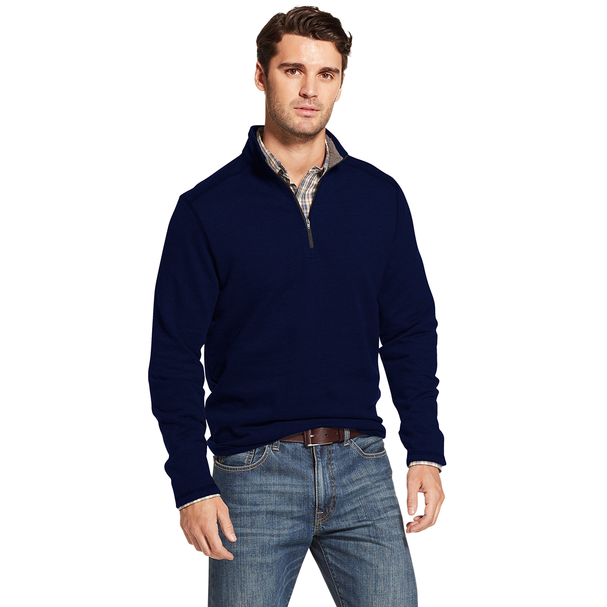 Arrow Men's Long-Sleeve Sueded Fleece 1/4 Zip - Blue, M