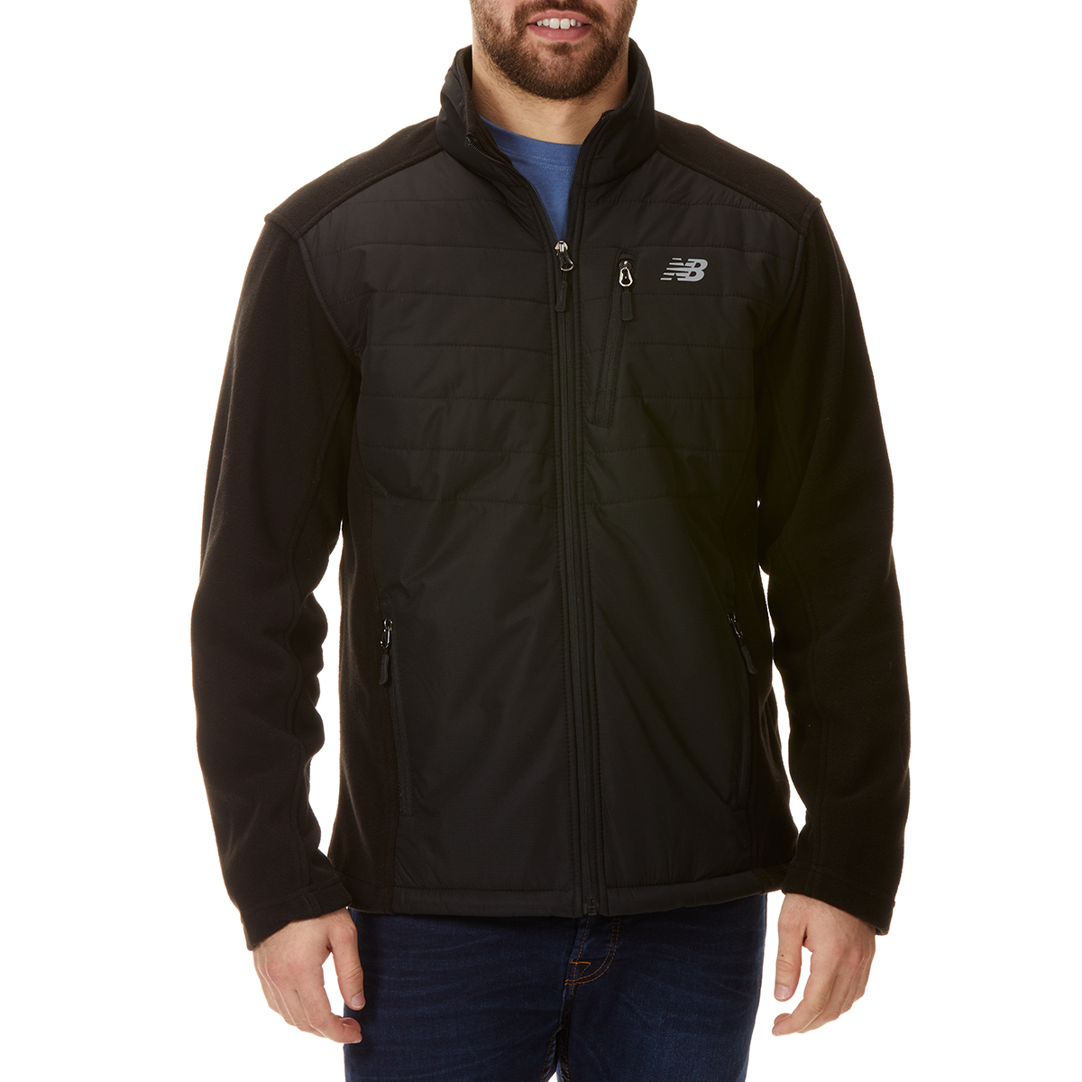 New Balance Men's Dobby Overlay Polar Fleece Jacket - Black, M