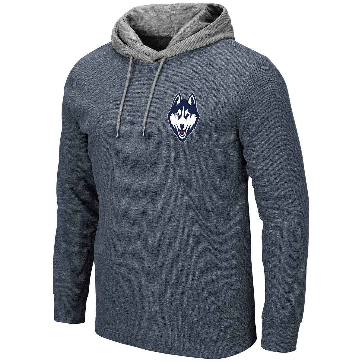 Uconn Men's Marled Long-Sleeve Hooded Tee - Blue, L