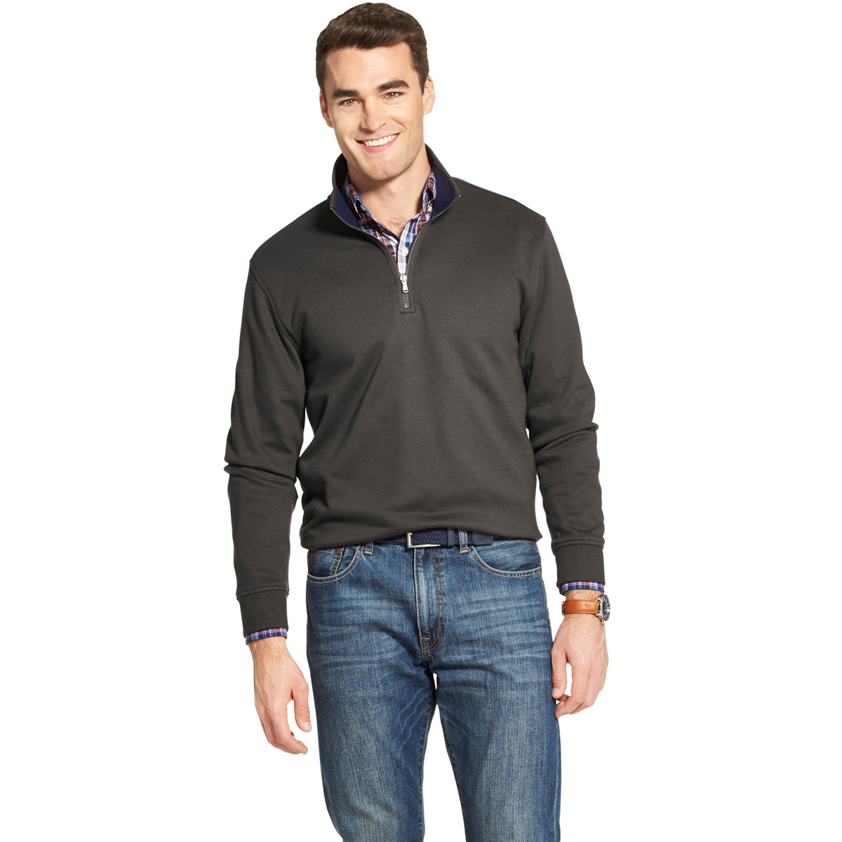 Izod Men's Long-Sleeve Advantage 1/4 Zip Fleece - Black, M