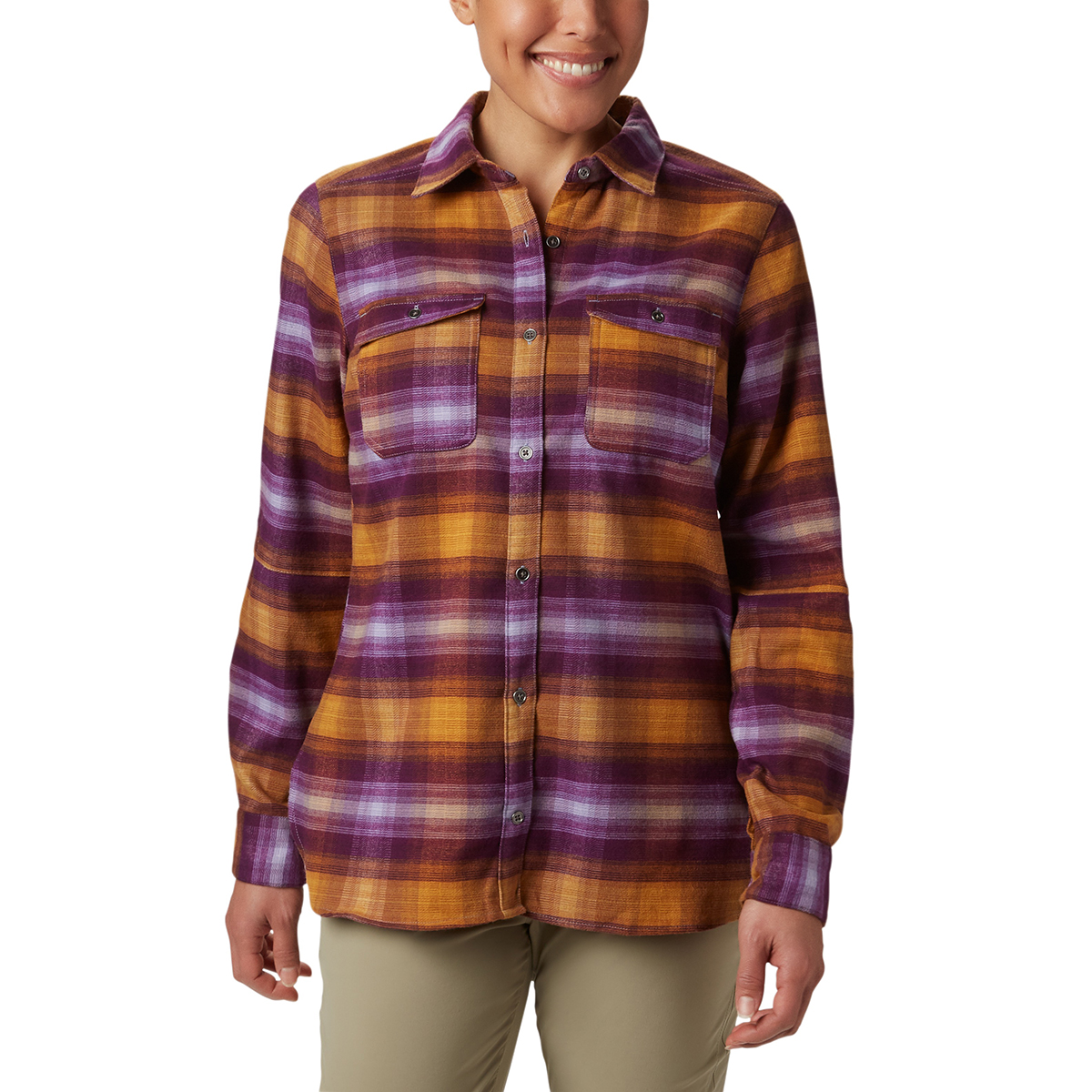 Columbia Women' Bryce Canyon Stretch Flannel Shirt - Purple, M