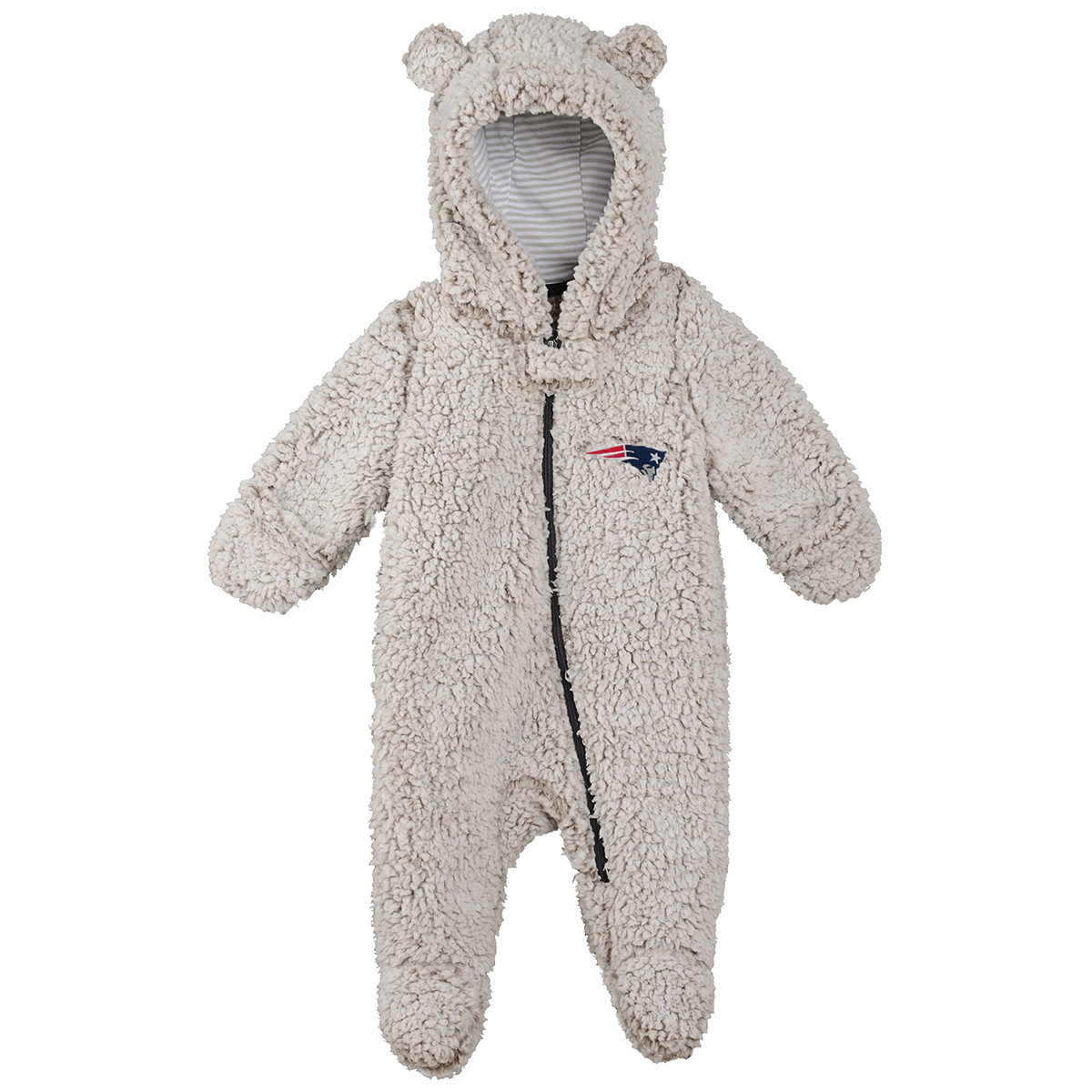 New England Patriots Newborn Sherppa Fleece Teddy Sleeper - Brown, 0-3M