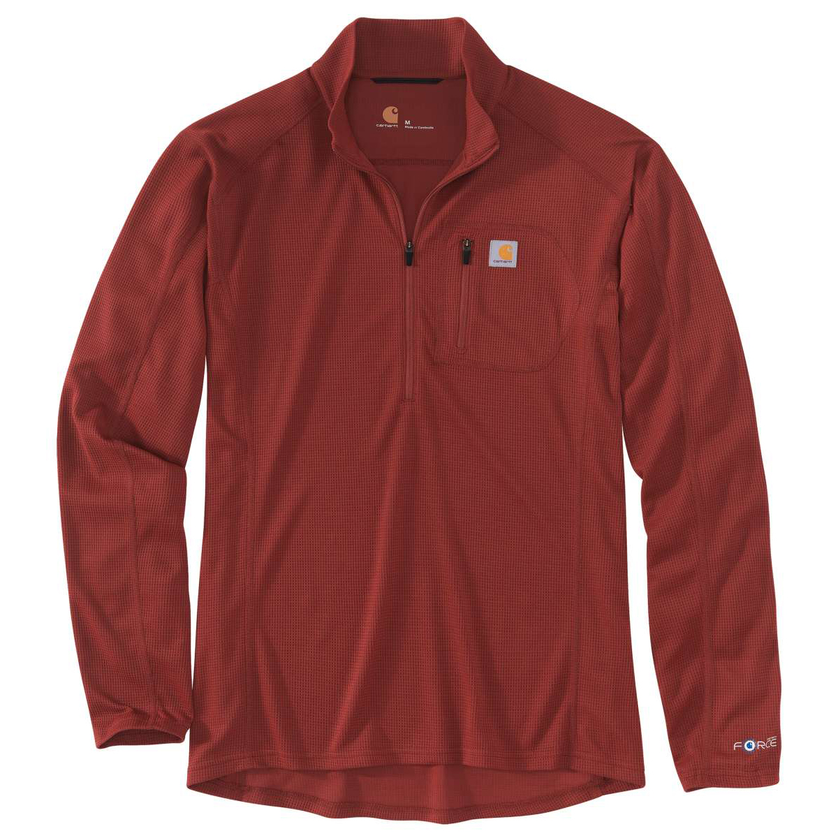 Carhartt Men's Base Force Midweight Tech Quarter Zip Base Layer, Red