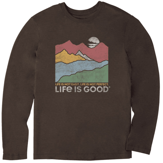 Life Is Good Men's Long-Sleeve Life Isn't Easy Tee - Brown, L