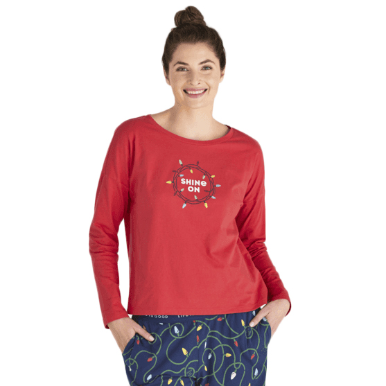 Life Is Good Women's Long-Sleeve Shine On Sleep Shirt - Red, S