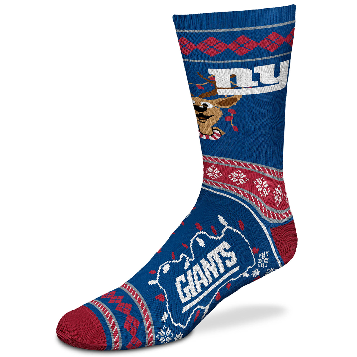 New York Giants Men's Sweater Stride Holiday Reindeer Socks - Blue, M