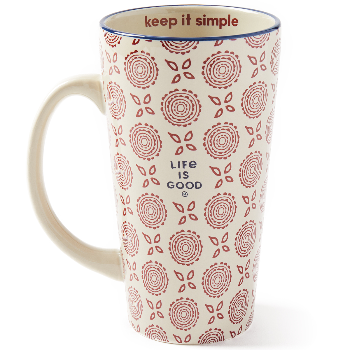 Life Is Good Double Flower Pattern Extra Tall Mug