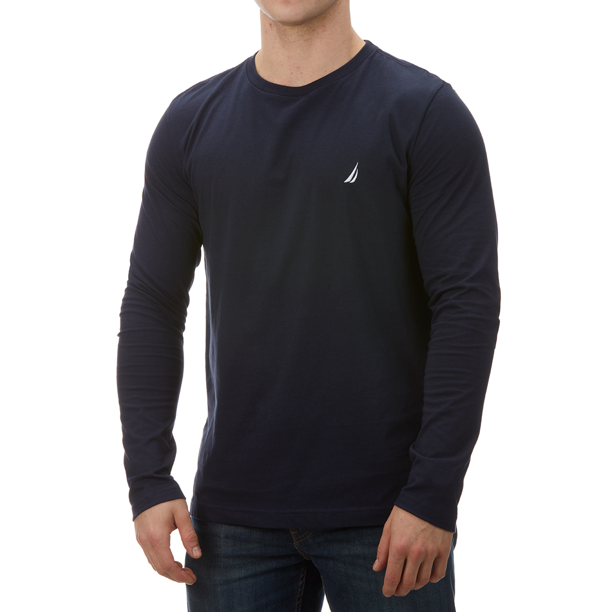 Nautica Men's Cotton Knit Long-Sleeve Crewneck Tee - Blue, XL