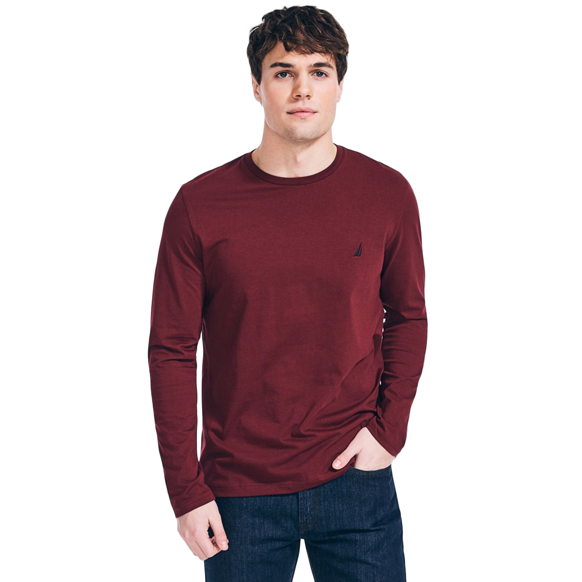 Nautica Men's Cotton Knit Long-Sleeve Crewneck Tee