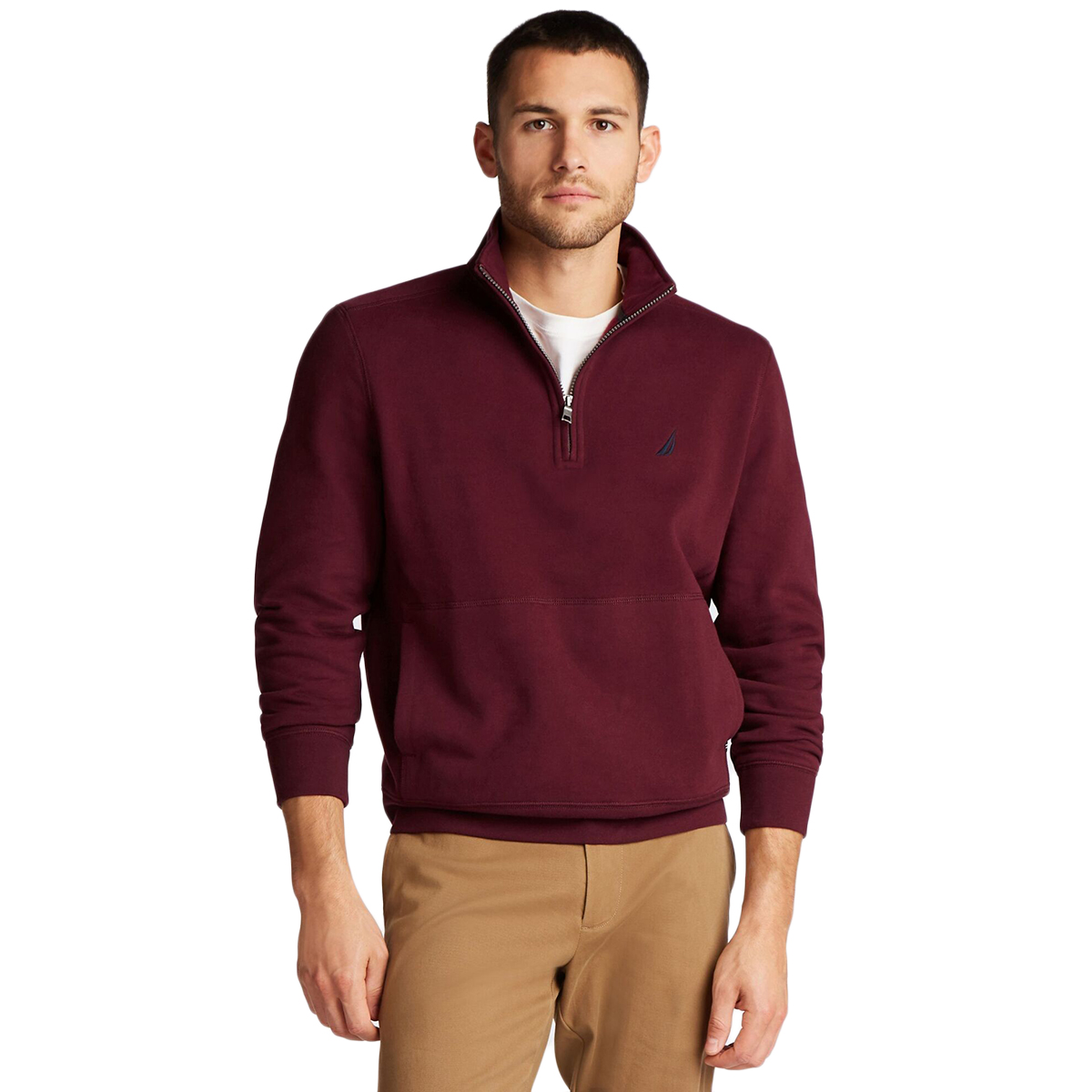 Nautica Men's Classic-Fit Quarter-Zip Fleece Sweatshirt - Red, M