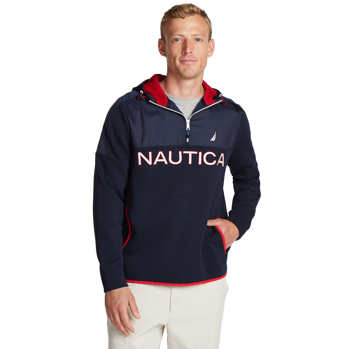 Nautica Men's 1/4-Zip Fleece Hoodie - Blue, M