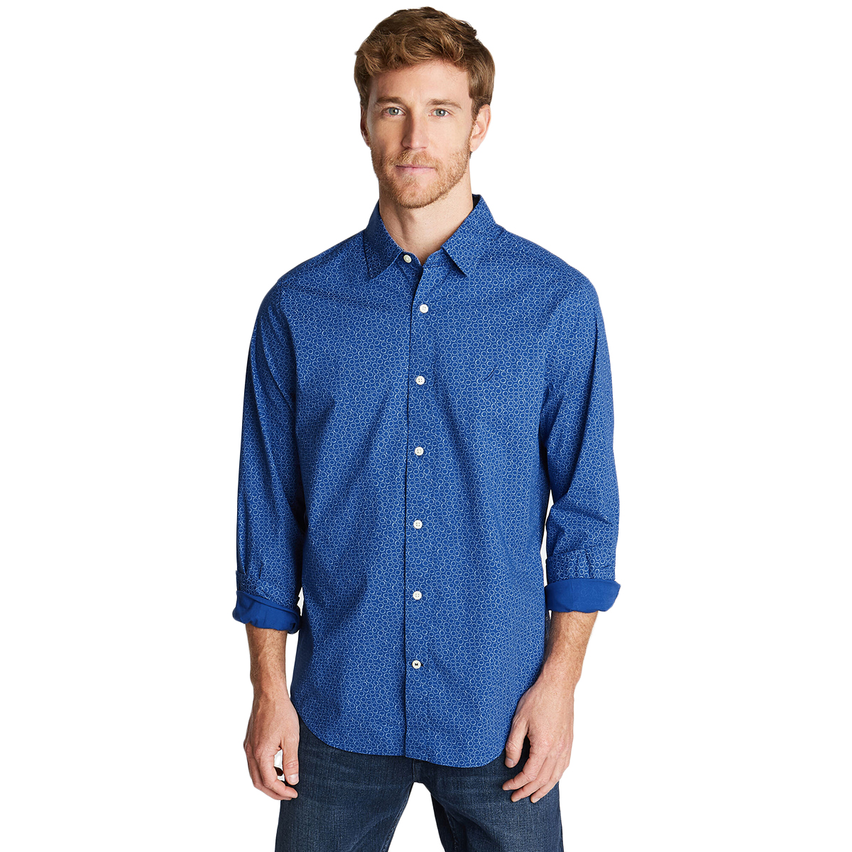 Nautica Men's Long-Sleeve Cotton Stretch Poplin Shirt