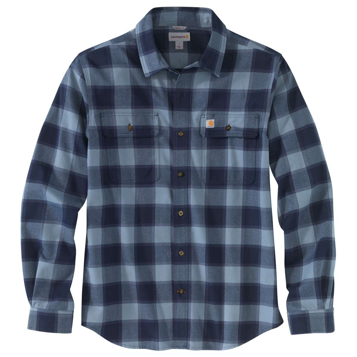 Carhartt Men's Hubbard Flannel Long-Sleeve Shirt - Blue, L