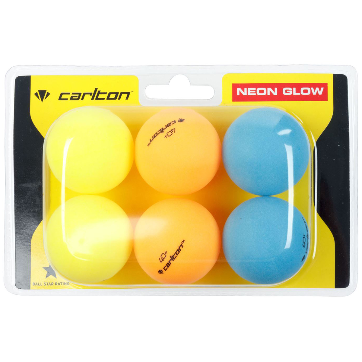 Carlton Neon Glow Table Tennis Balls, 6-Pack