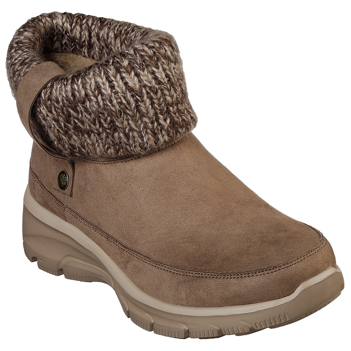 Skechers Women's Easy Going Heighten Fold Over Knit Collar Bootie - Brown, 7