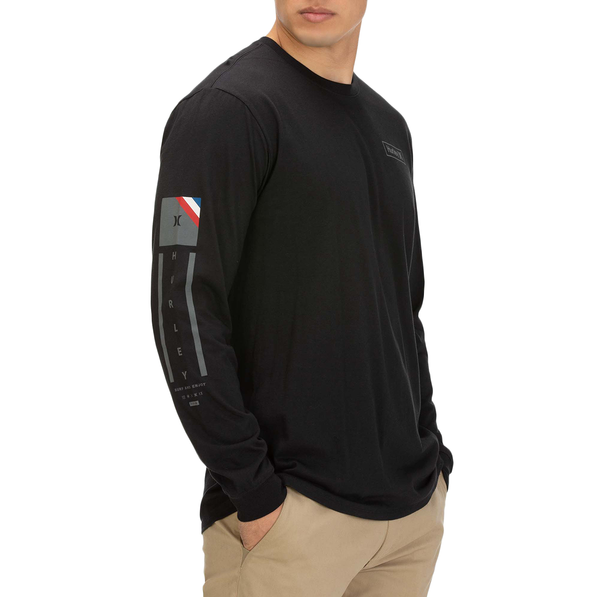 Hurley Men's Premium Fit Right Arm Long-Sleeve Tee