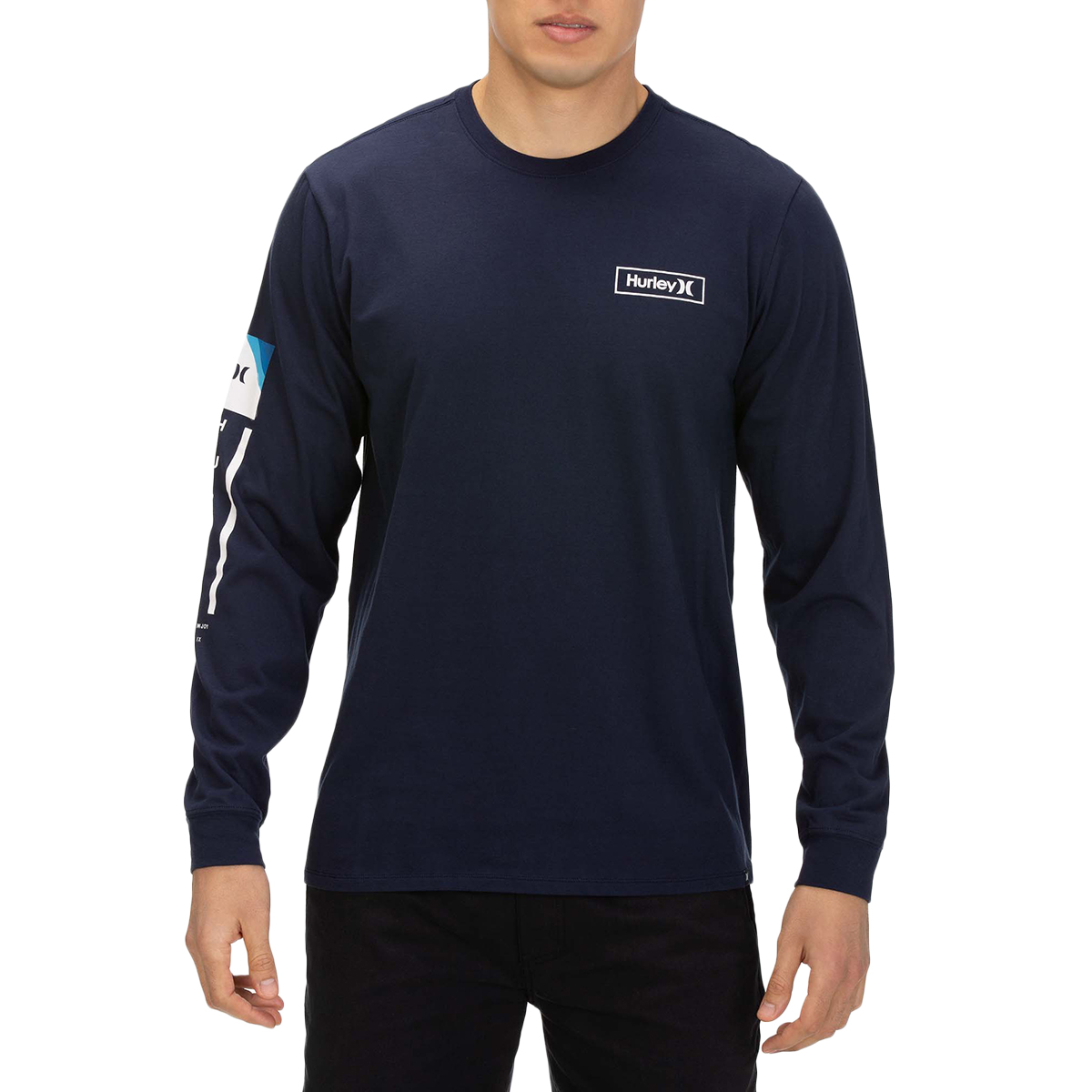 Hurley Men's Premium Fit Right Arm Long-Sleeve Tee - Blue, L