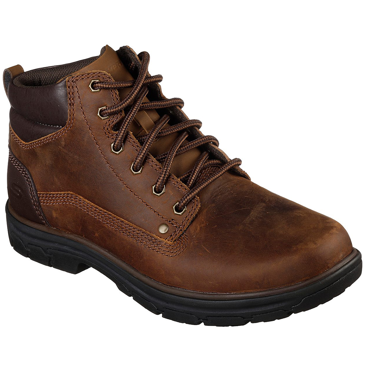 Skechers Men's Segment Garnet Round Toe Lace Up Boots, Relaxed Fit - Brown, 10.5