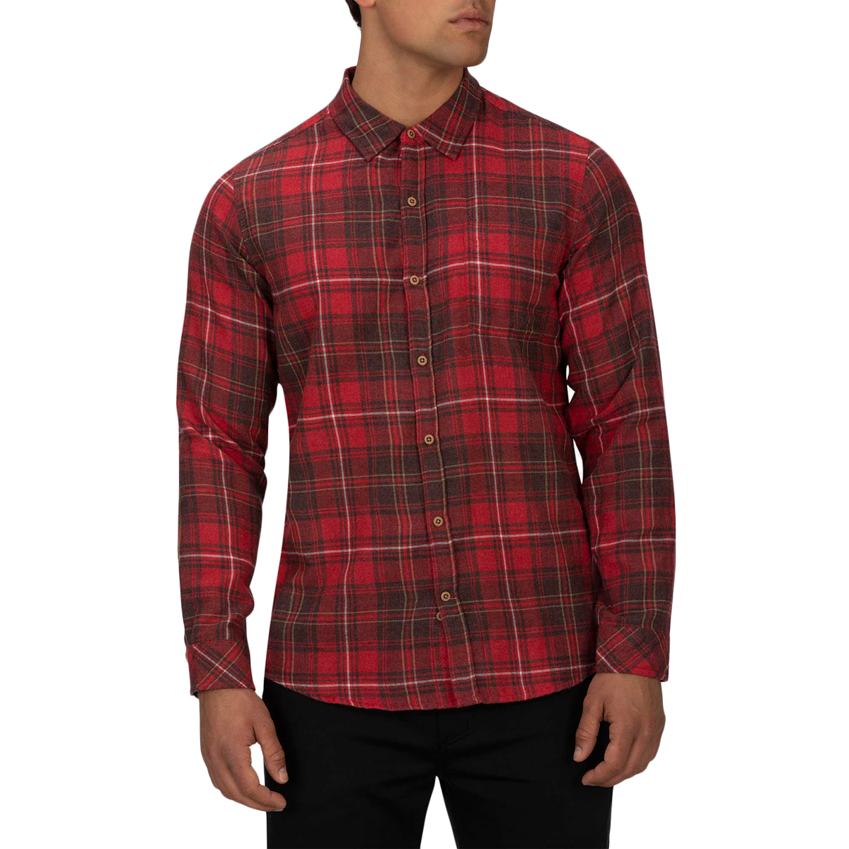 Hurley Men's Vedder Washed Long-Sleeve Shirt - Red, XL