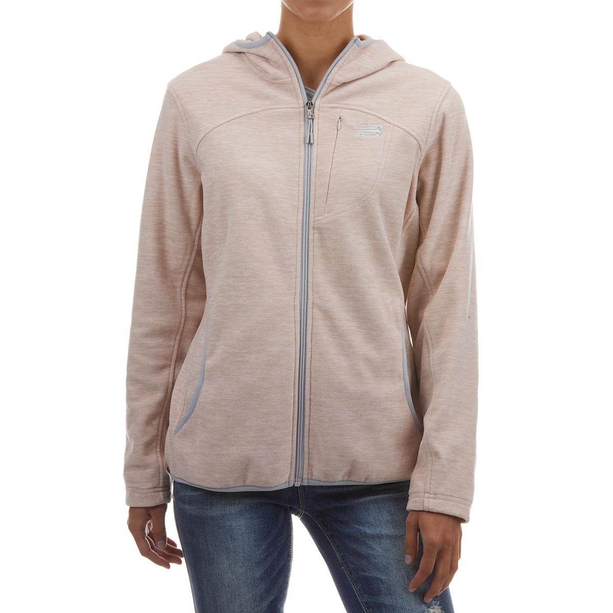 New Balance Women's Full Zip Polar Fleece Spacedye Hoodie - Red, L