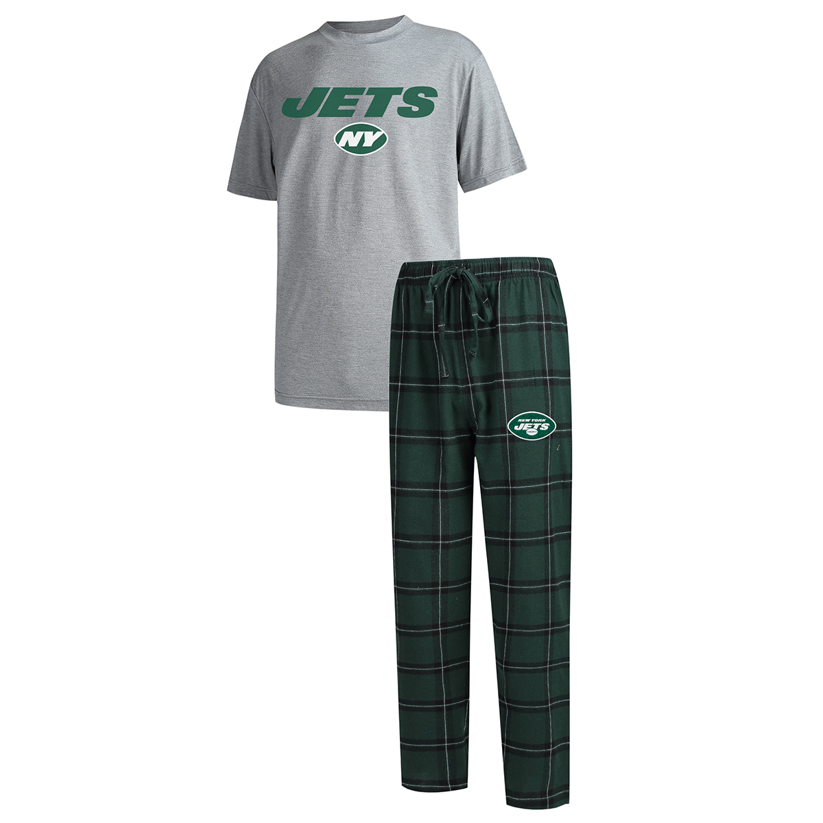 New York Jets Men's Troupe Shirt And Pants Sleep Set - Green, M