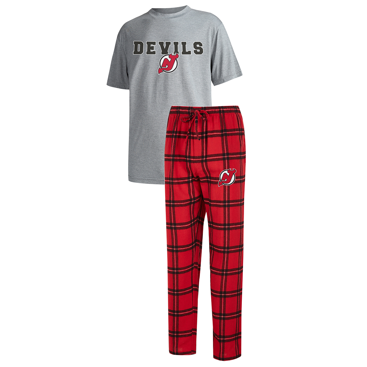 New Jersey Devils Men's Troupe Shirt And Pants Sleep Set - Red, M