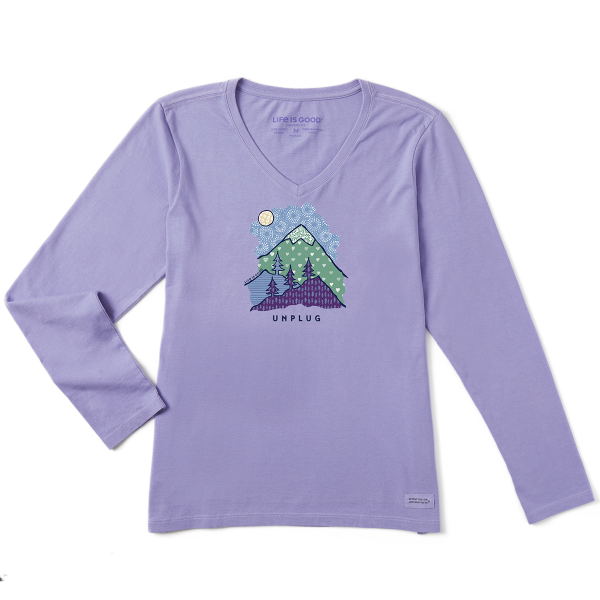 Life Is Good Women's Unplug Mountain Long-Sleeve Crusher Tee - Purple, L