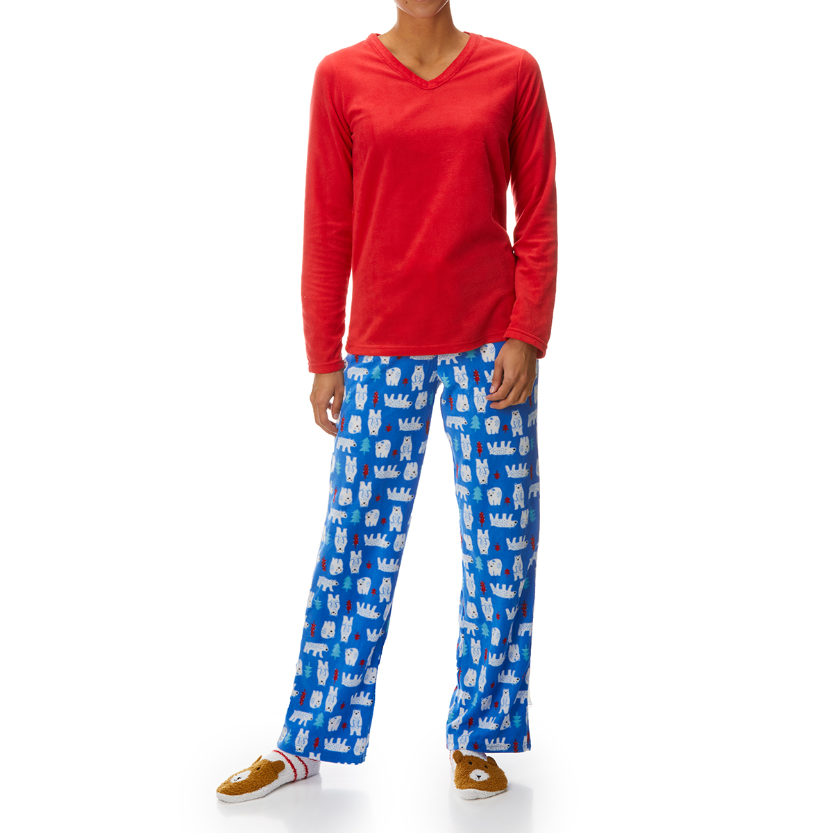 Goodnight Kiss Women's 3 Piece Polarbear Sleep Set - Red, S