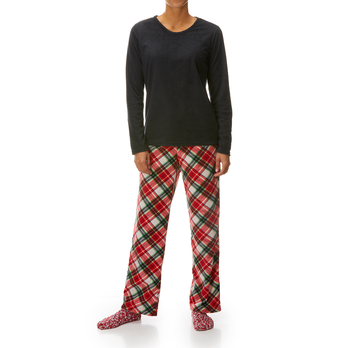 Goodnight Kiss Women's 3 Piece Plaid Sleep Set - Black, S