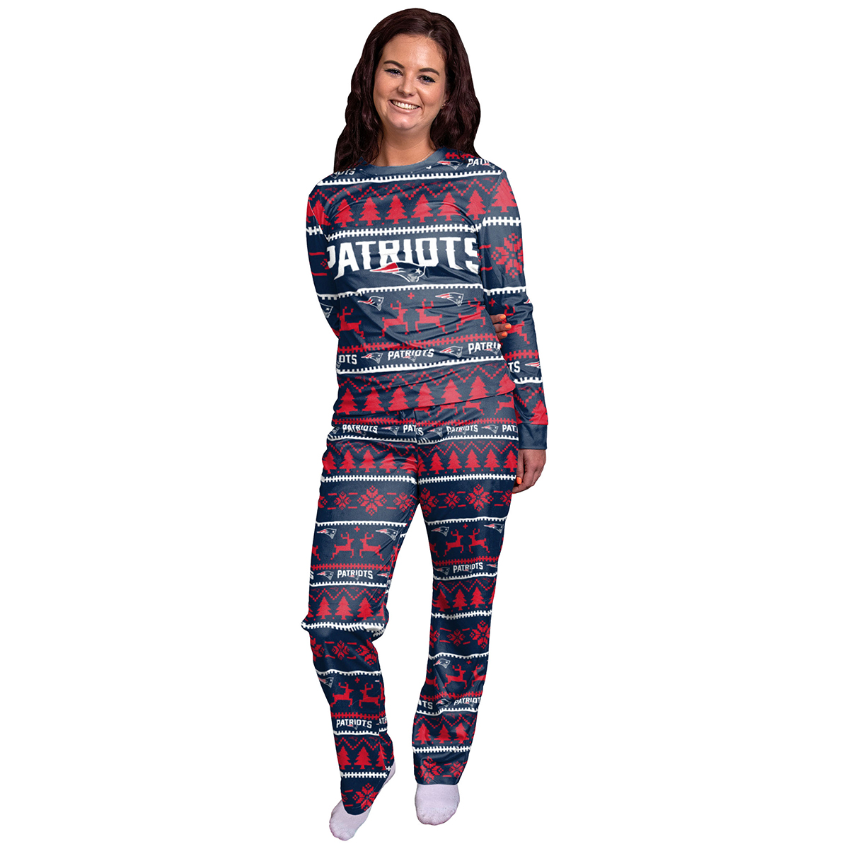 New England Patriots Women's Holiday Pajama Set - Blue, S