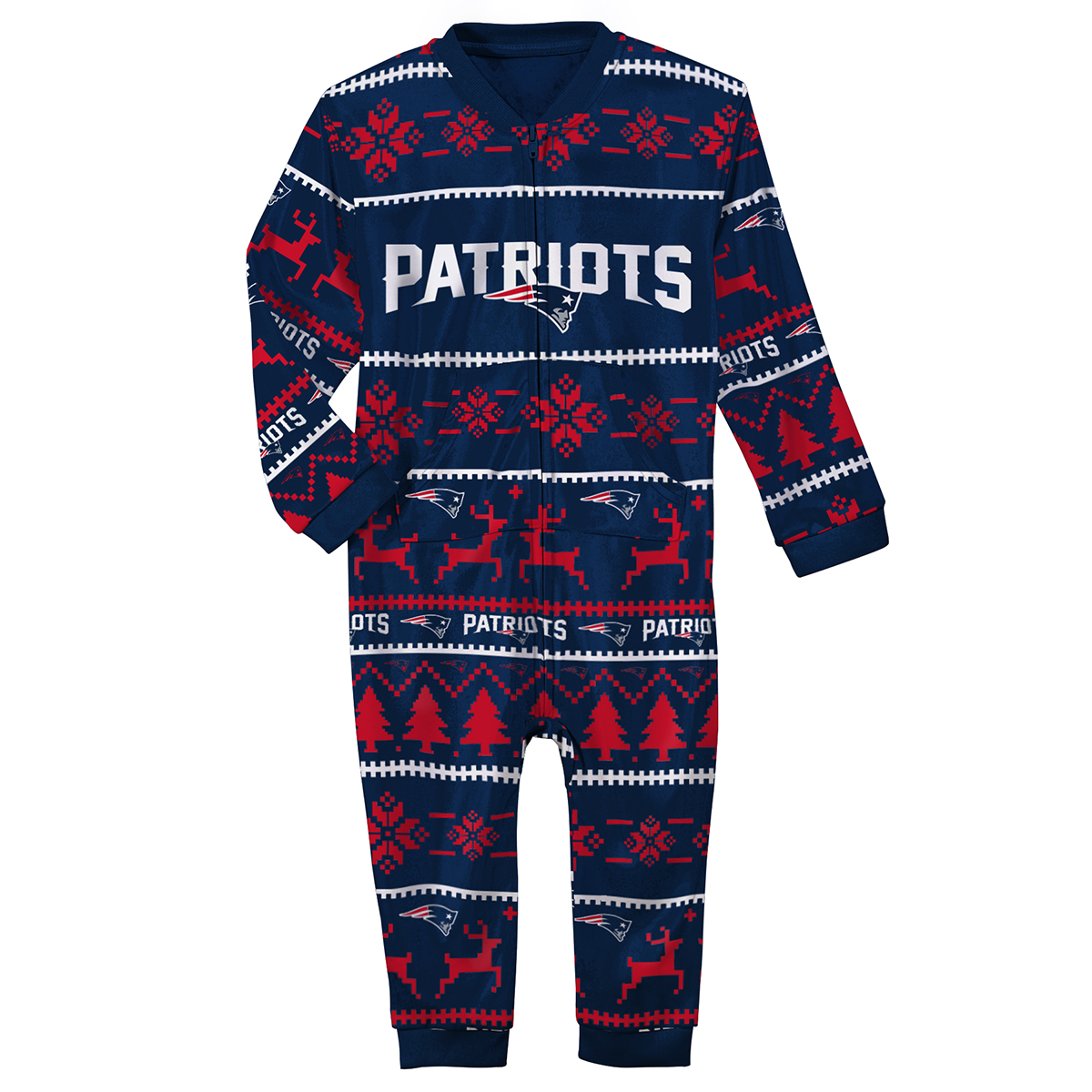 New England Patriots Infant Nfl One Peice Holiday Pajamas - Blue, 6M