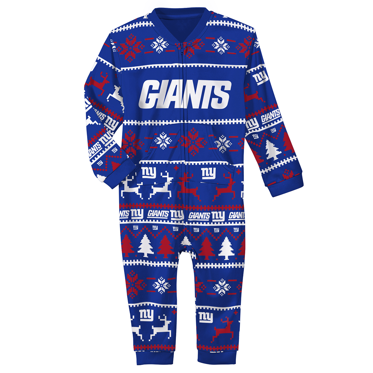 New York Giants Infant Nfl One Peice Holiday Pajamas - Blue, 6M