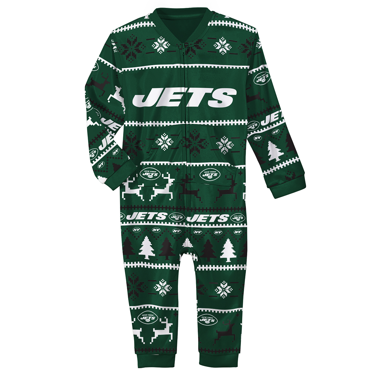 New York Jets Infant Nfl One Peice Holiday Pajamas - Green, 6M