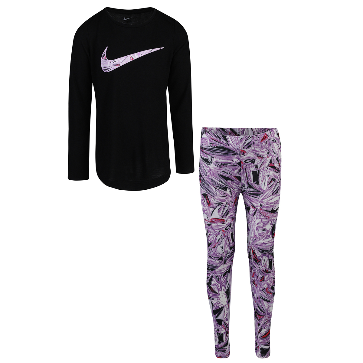 Nike Toddler Girls' Long Sleeve Tunic And Mylar Swirl Legging Set - Purple, 2T