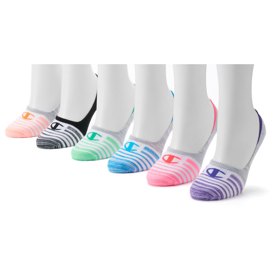 Champion Women's Performance Invisible Liner Socks, 6-Pack - Various Patterns, 9-11