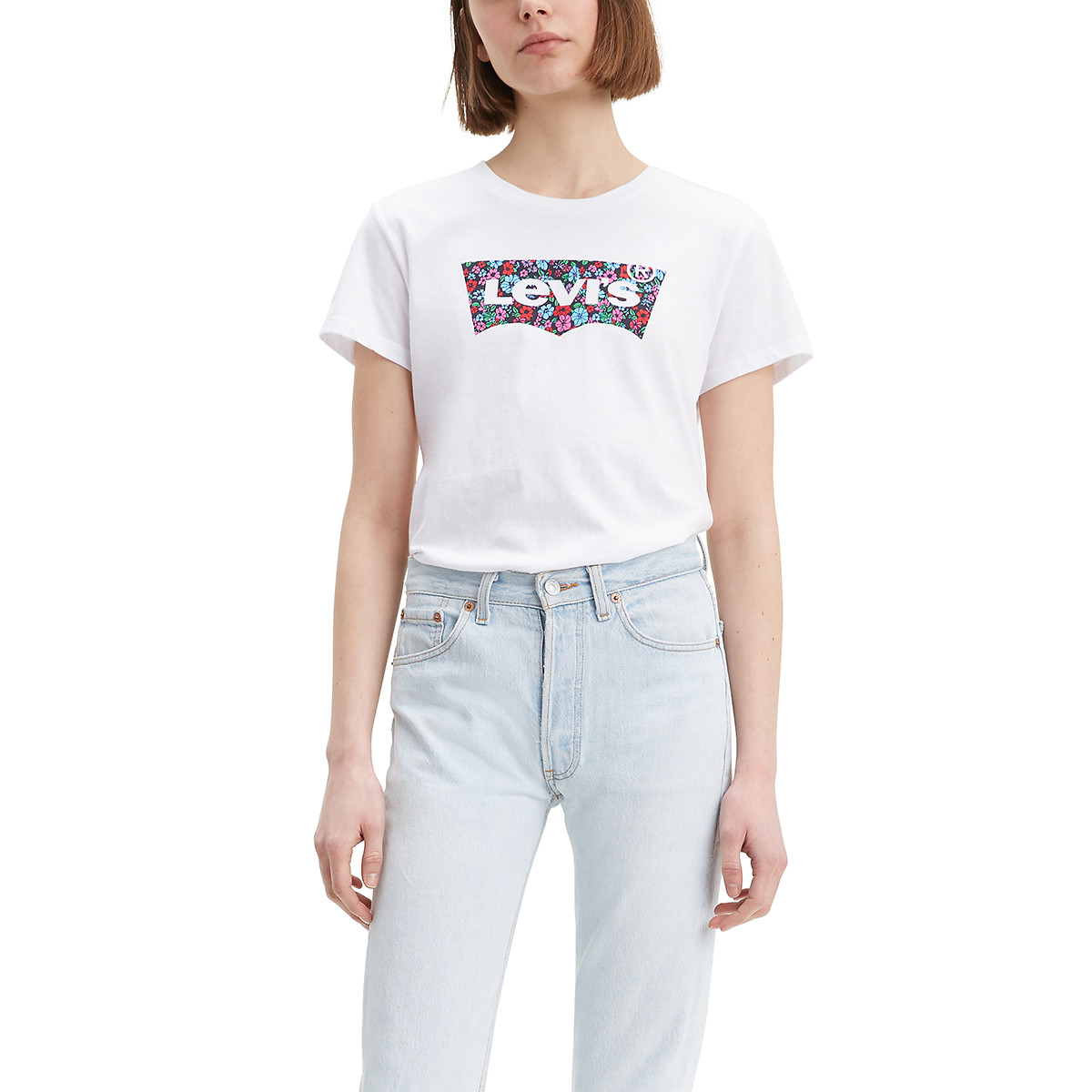 Levi's Women's Logo Perfect Short-Sleeve Tee - White, L