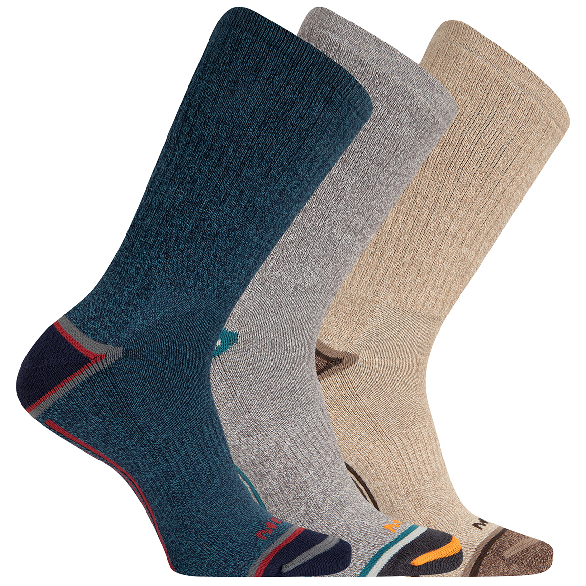 Merrell Men's Cushioned Elite Hiker Crew Socks, 3-Pack - Blue, M/L