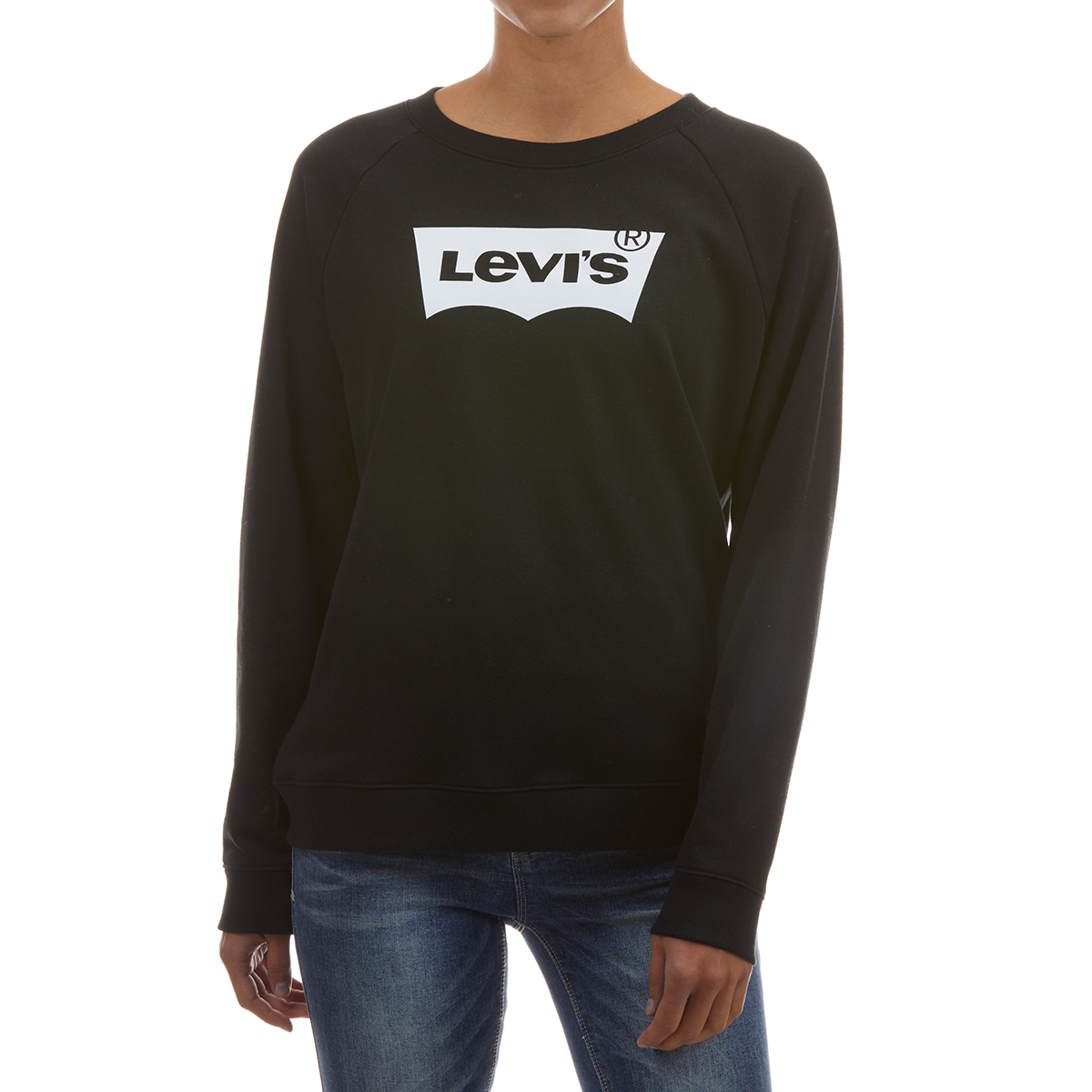 Levi's Women's Long-Sleeve Graphic Crewneck Fleece - Black, S