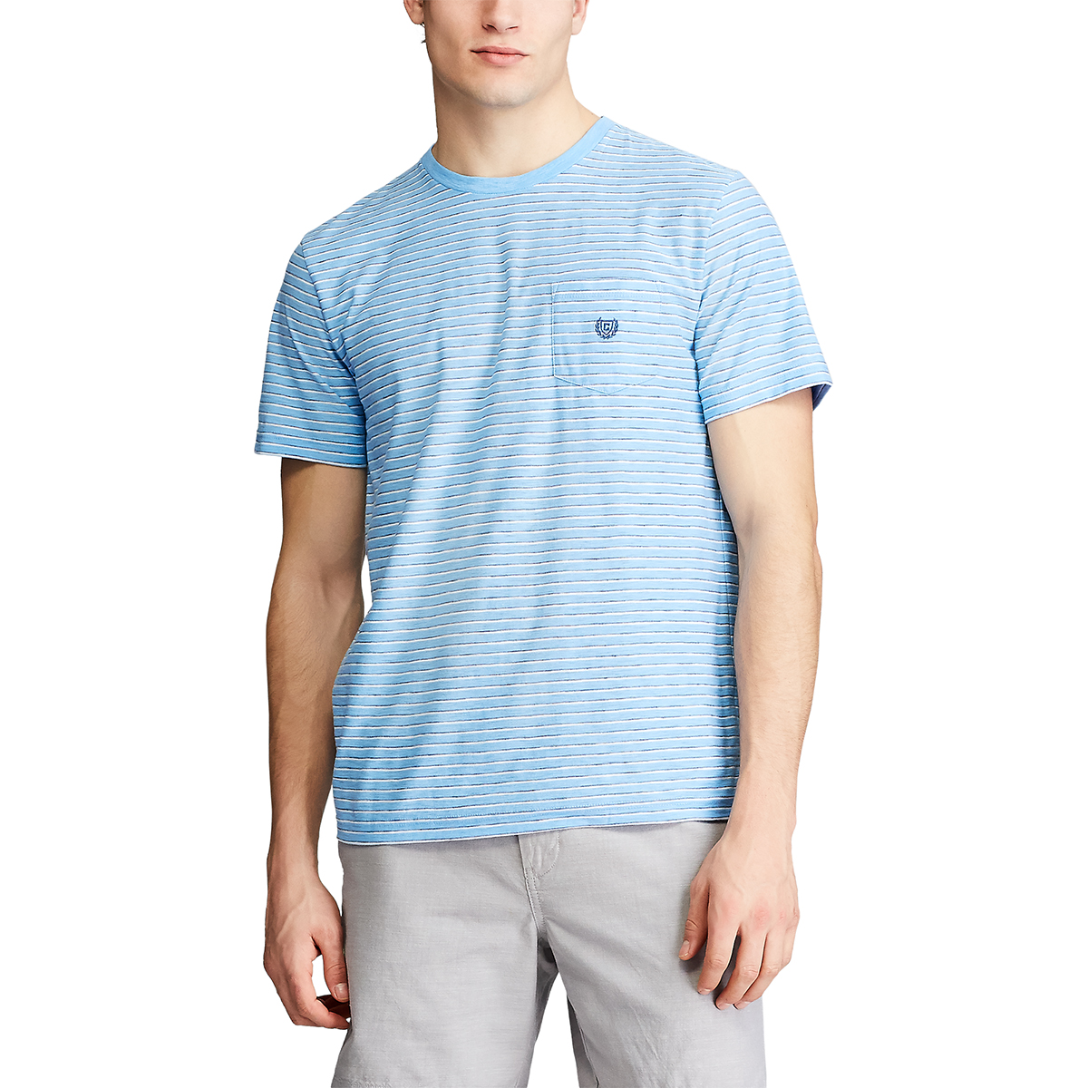 Chaps Men's Short-Sleeve Coastland Wash Stripped Tee - Blue, M