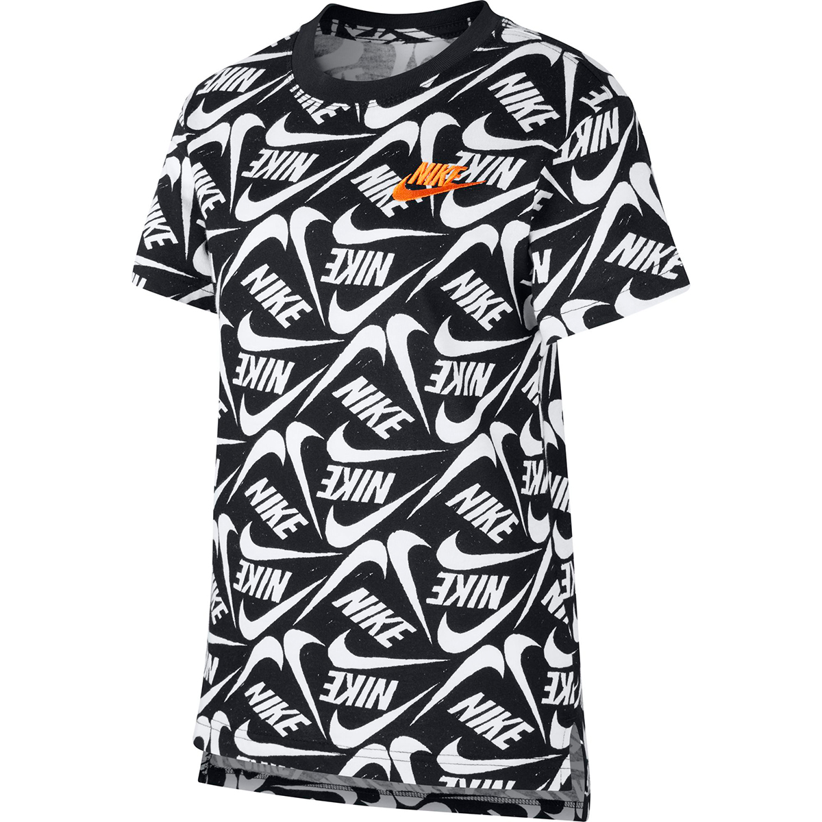 Nike Girls' Short-Sleeve Swoosh Logo Tee - Black, S
