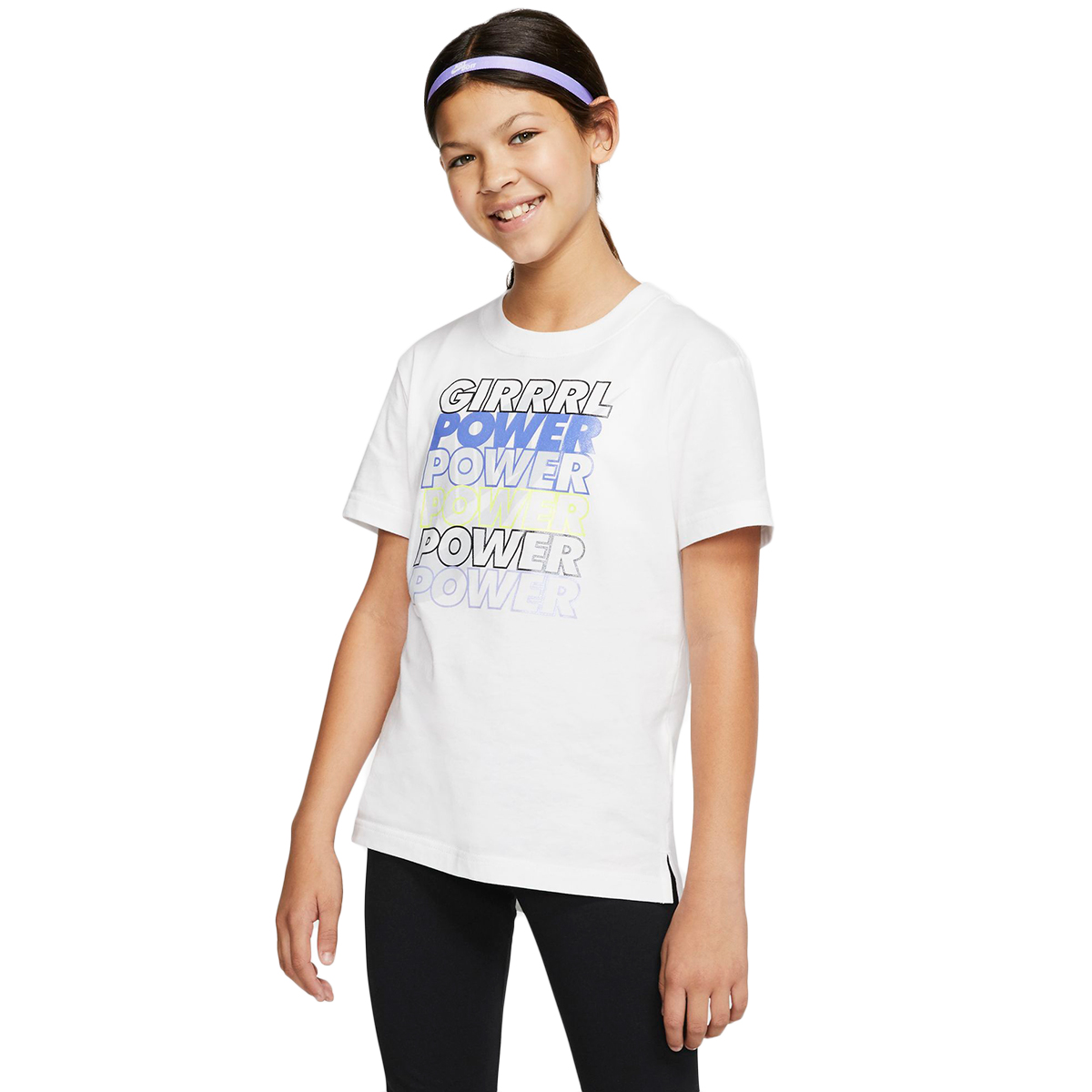 Nike Girls' Short-Sleeve Girl Power Tee - White, S